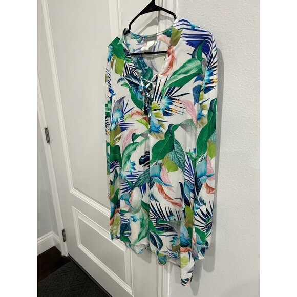 La Blanca In the Moment Lace Up V-Neck Cover Up Swim Dress Blue Green Sz Medium - Picture 5 of 11